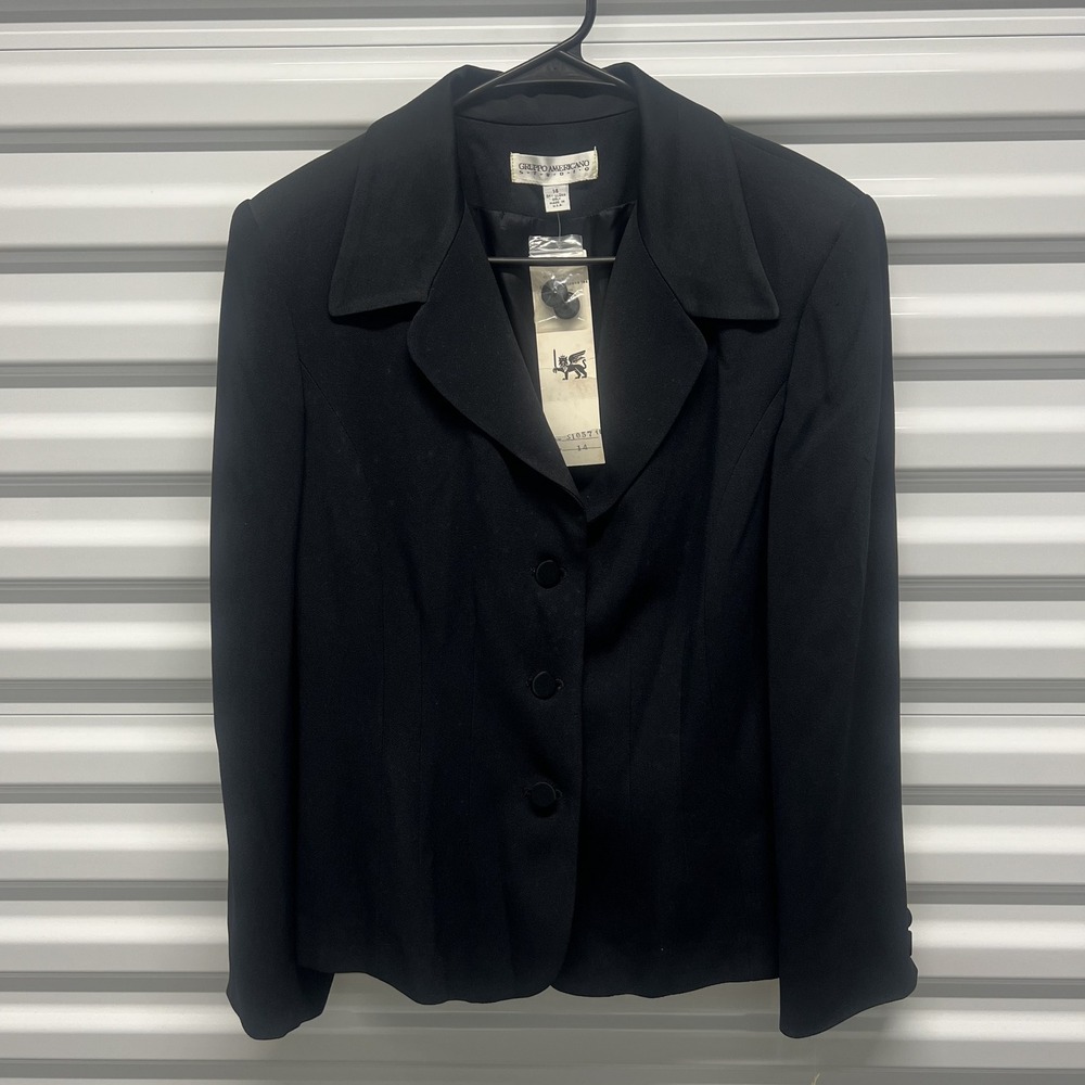 Gruppo Americano Studio Blazer Size 14 Womens Black NWT Made in USA S1057 — photo 2